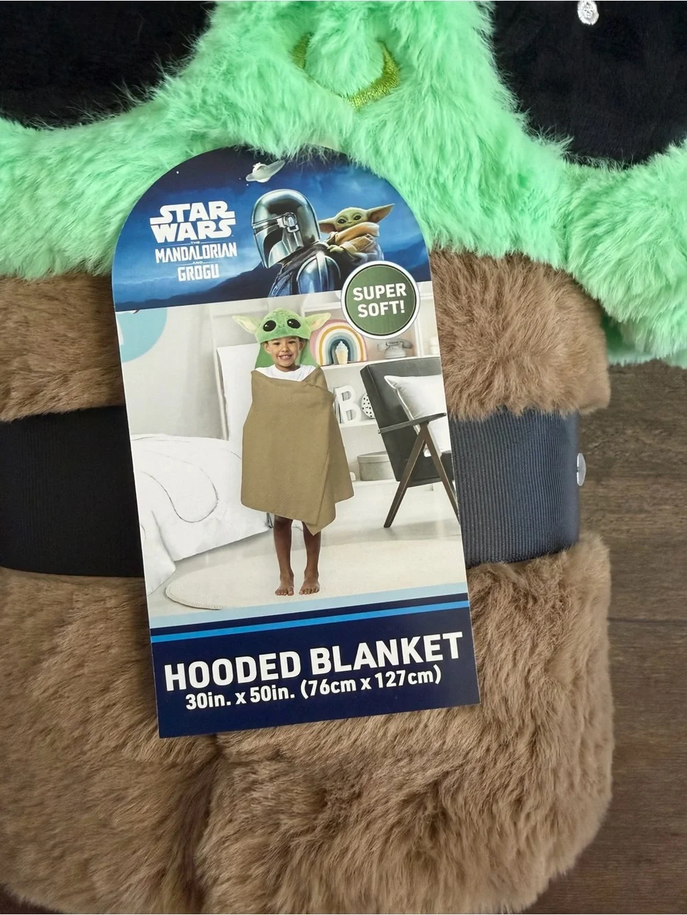 Star Wars Grogu Plush Hooded Blanket in Mint Green and Brown